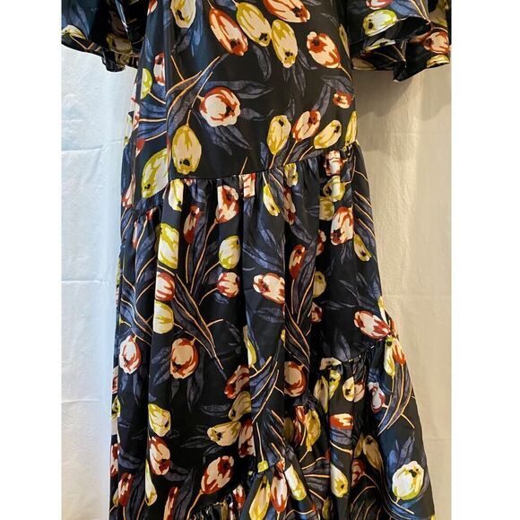 NWT 5a7 Cinq à Sept Dress 100% SILK Asymm Hemline Flutter Sleeve Tulip Floral 0 - Picture 5 of 13
